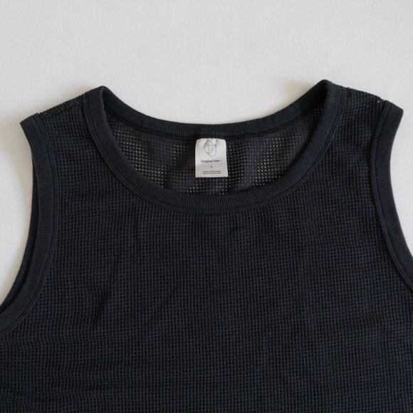 Faded Black Waffle Open Knit Sleeveless Tee - Picture 2 of 5